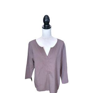 Just Fashion Now Deep Purple V-Neckline Blouse with 3/4 Sleeves in Size L